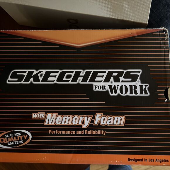Sketchers For Work W/Memory Foam, Comp Toe, Wide, Size 8 Womans. Navy & Black - Picture 5 of 10